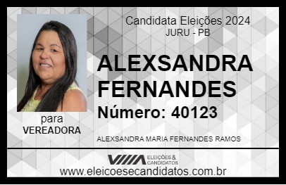 Candidato ALEXSANDRA FERNANDES 2024 - JURU - Eleições