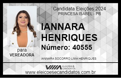 Candidato IANNARA HENRIQUES 2024 - PRINCESA ISABEL - Eleições