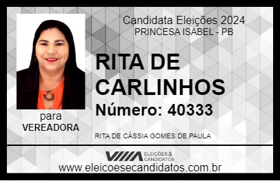 Candidato RITA DE CARLINHOS 2024 - PRINCESA ISABEL - Eleições