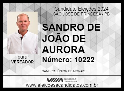 Candidato SANDRO DE JOÃO DE AURORA 2024 - SÃO JOSÉ DE PRINCESA - Eleições