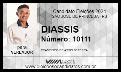 Candidato DIASSIS 2024 - SÃO JOSÉ DE PRINCESA - Eleições