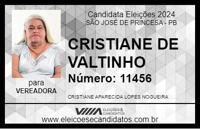 Candidato CRISTIANE DE VALTINHO 2024 - SÃO JOSÉ DE PRINCESA - Eleições