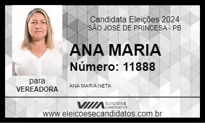 Candidato ANA MARIA 2024 - SÃO JOSÉ DE PRINCESA - Eleições