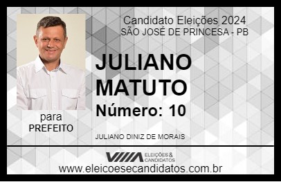 Candidato JULIANO MATUTO 2024 - SÃO JOSÉ DE PRINCESA - Eleições