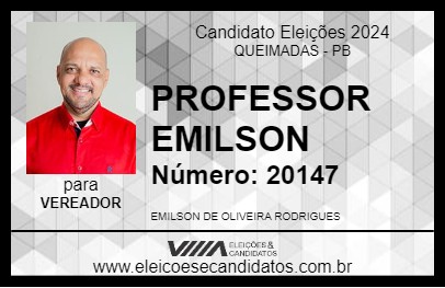 Candidato PROFESSOR EMILSON 2024 - QUEIMADAS - Eleições