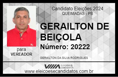 Candidato GERAILTON DE BEIÇOLA 2024 - QUEIMADAS - Eleições