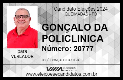 Candidato GONÇALO DA POLICLINICA 2024 - QUEIMADAS - Eleições