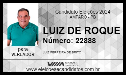 Candidato LUIZ DE ROQUE 2024 - AMPARO - Eleições