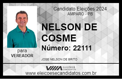 Candidato NELSON DE COSME 2024 - AMPARO - Eleições