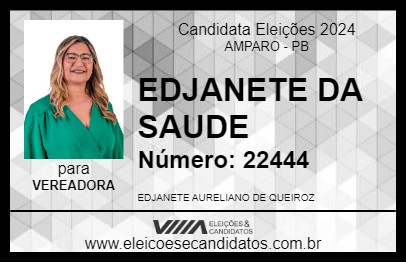 Candidato EDJANETE DA SAUDE 2024 - AMPARO - Eleições