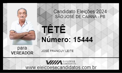 Candidato TÊTÊ 2024 - SÃO JOSÉ DE CAIANA - Eleições