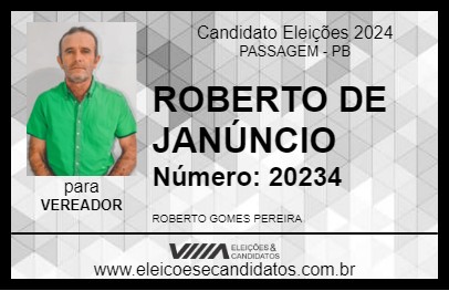 Candidato ROBERTO DE JANÚNCIO 2024 - PASSAGEM - Eleições