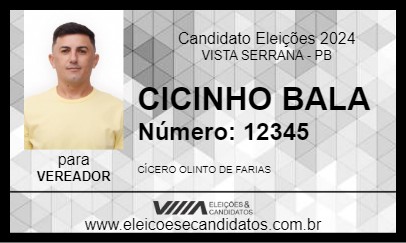 Candidato CICINHO BALA 2024 - VISTA SERRANA - Eleições