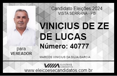 Candidato VINICIUS DE ZE DE LUCAS 2024 - VISTA SERRANA - Eleições