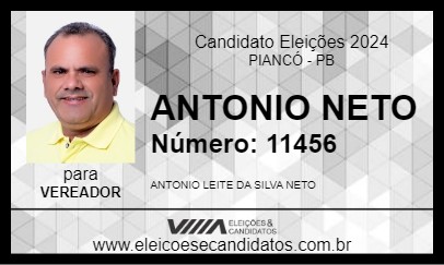 Candidato ANTONIO NETO 2024 - PIANCÓ - Eleições