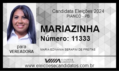 Candidato MARIAZINHA 2024 - PIANCÓ - Eleições