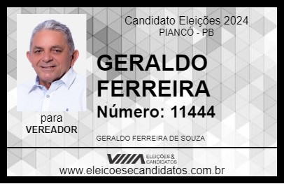 Candidato GERALDO FERREIRA 2024 - PIANCÓ - Eleições