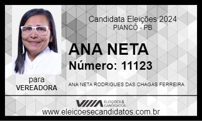 Candidato ANA NETA 2024 - PIANCÓ - Eleições