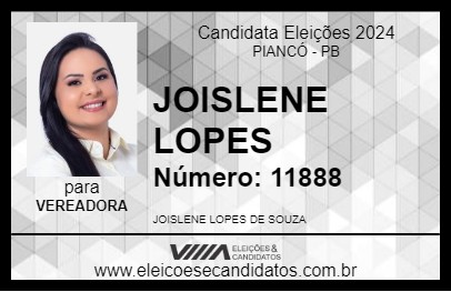 Candidato JOISLENE LOPES 2024 - PIANCÓ - Eleições