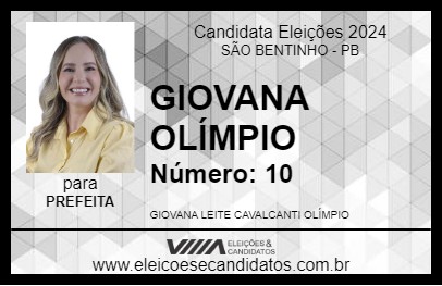 Candidato GIOVANA OLÍMPIO 2024 - SÃO BENTINHO - Eleições