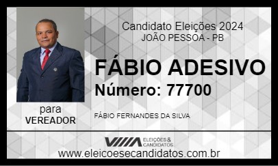 Candidato FÁBIO ADESIVO 2024 - JOÃO PESSOA - Eleições