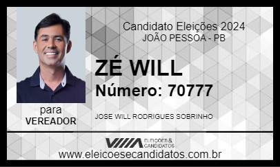 Candidato ZÉ WILL 2024 - JOÃO PESSOA - Eleições