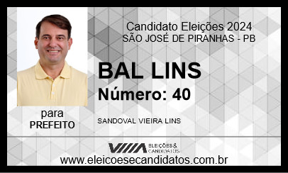 Candidato BAL LINS 2024 - SÃO JOSÉ DE PIRANHAS - Eleições