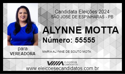 Candidato ALYNNE MOTTA 2024 - SÃO JOSÉ DE ESPINHARAS - Eleições