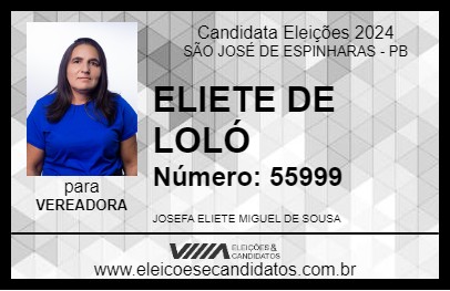 Candidato ELIETE DE LOLÓ 2024 - SÃO JOSÉ DE ESPINHARAS - Eleições