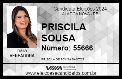 Candidato PRISCILA SOUSA 2024 - ALAGOA NOVA - Eleições