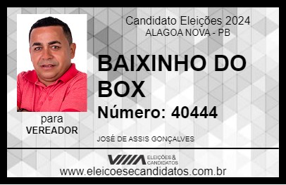 Candidato BAIXINHO DO BOX 2024 - ALAGOA NOVA - Eleições