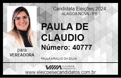 Candidato PAULA DE CLAUDIO 2024 - ALAGOA NOVA - Eleições