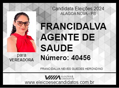 Candidato FRANCIDALVA AGENTE DE SAUDE 2024 - ALAGOA NOVA - Eleições