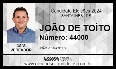 Candidato JOÃO DE TOÍTO 2024 - SANTA INÊS - Eleições