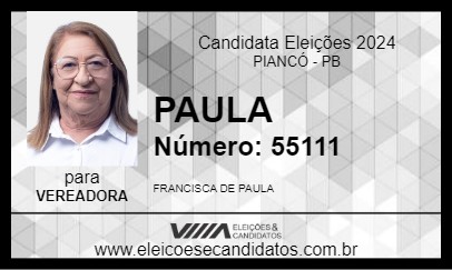 Candidato PAULA 2024 - PIANCÓ - Eleições