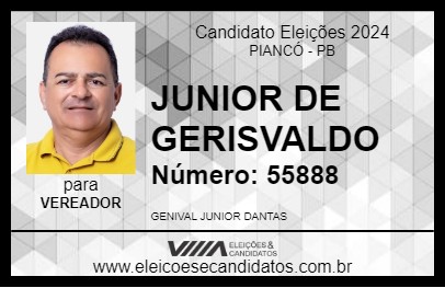 Candidato JUNIOR DE GERISVALDO 2024 - PIANCÓ - Eleições