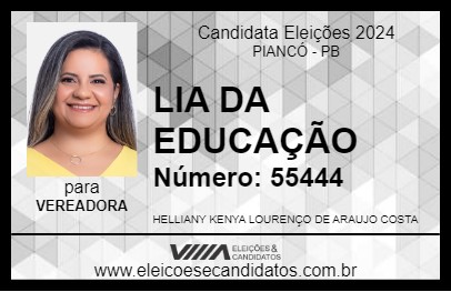 Candidato LIA DA EDUCAÇÃO 2024 - PIANCÓ - Eleições