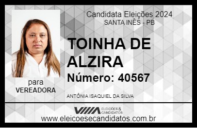 Candidato TOINHA DE ALZIRA 2024 - SANTA INÊS - Eleições