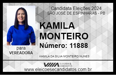 Candidato KAMILA MONTEIRO 2024 - SÃO JOSÉ DE ESPINHARAS - Eleições