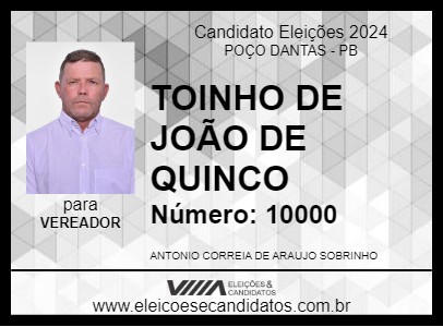 Candidato TOINHO DE JOÃO DE QUINCO 2024 - POÇO DANTAS - Eleições