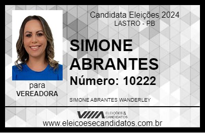 Candidato SIMONE ABRANTES 2024 - LASTRO - Eleições