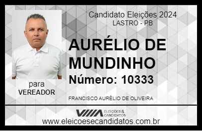 Candidato AURÉLIO DE MUNDINHO 2024 - LASTRO - Eleições