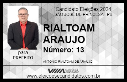 Candidato RIALTOAM ARAUJO 2024 - SÃO JOSÉ DE PRINCESA - Eleições