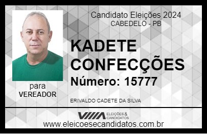 Candidato KADETE CONFECÇÕES 2024 - CABEDELO - Eleições