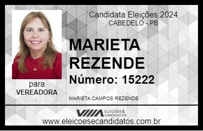 Candidato MARIETA REZENDE 2024 - CABEDELO - Eleições