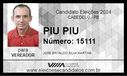 Candidato PIU PIU 2024 - CABEDELO - Eleições