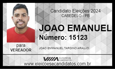 Candidato JOAO EMANUEL 2024 - CABEDELO - Eleições