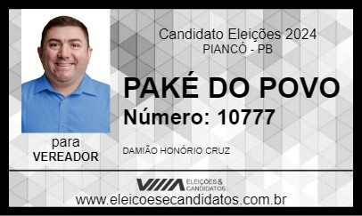 Candidato PAKÉ DO POVO 2024 - PIANCÓ - Eleições