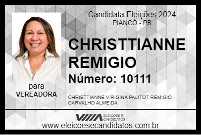 Candidato CHRISTTIANNE REMIGIO 2024 - PIANCÓ - Eleições