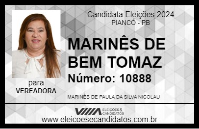 Candidato MARINÊS DE BEM TOMAZ 2024 - PIANCÓ - Eleições